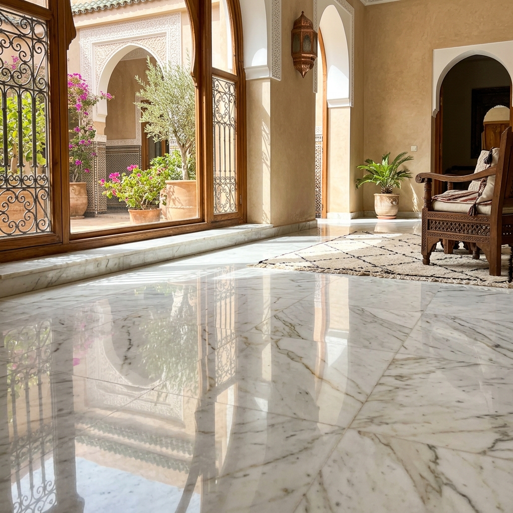 Sol marbre poli après cristallisation